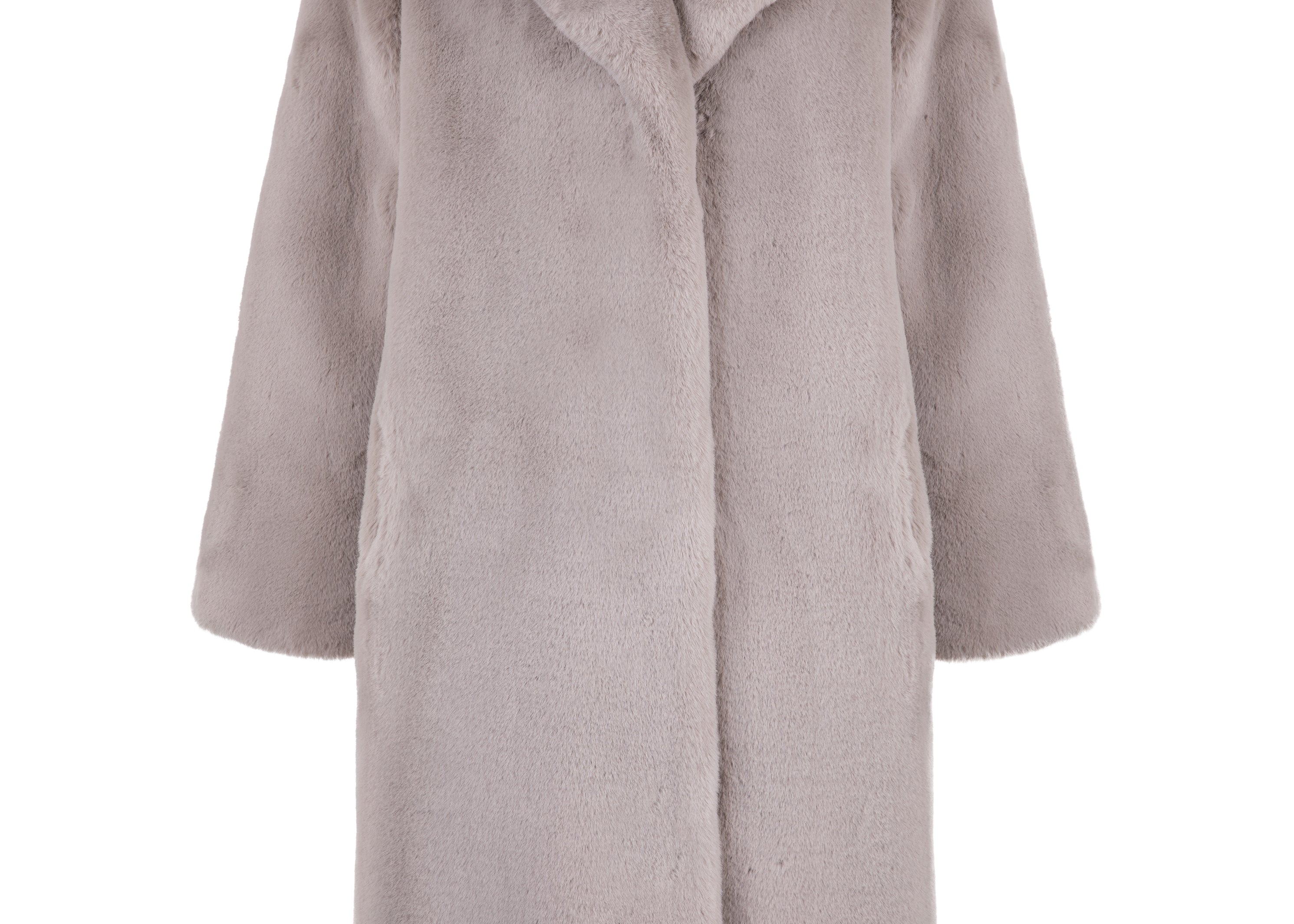 Greta Luxe Longline Faux Fur Coat Mink Grey