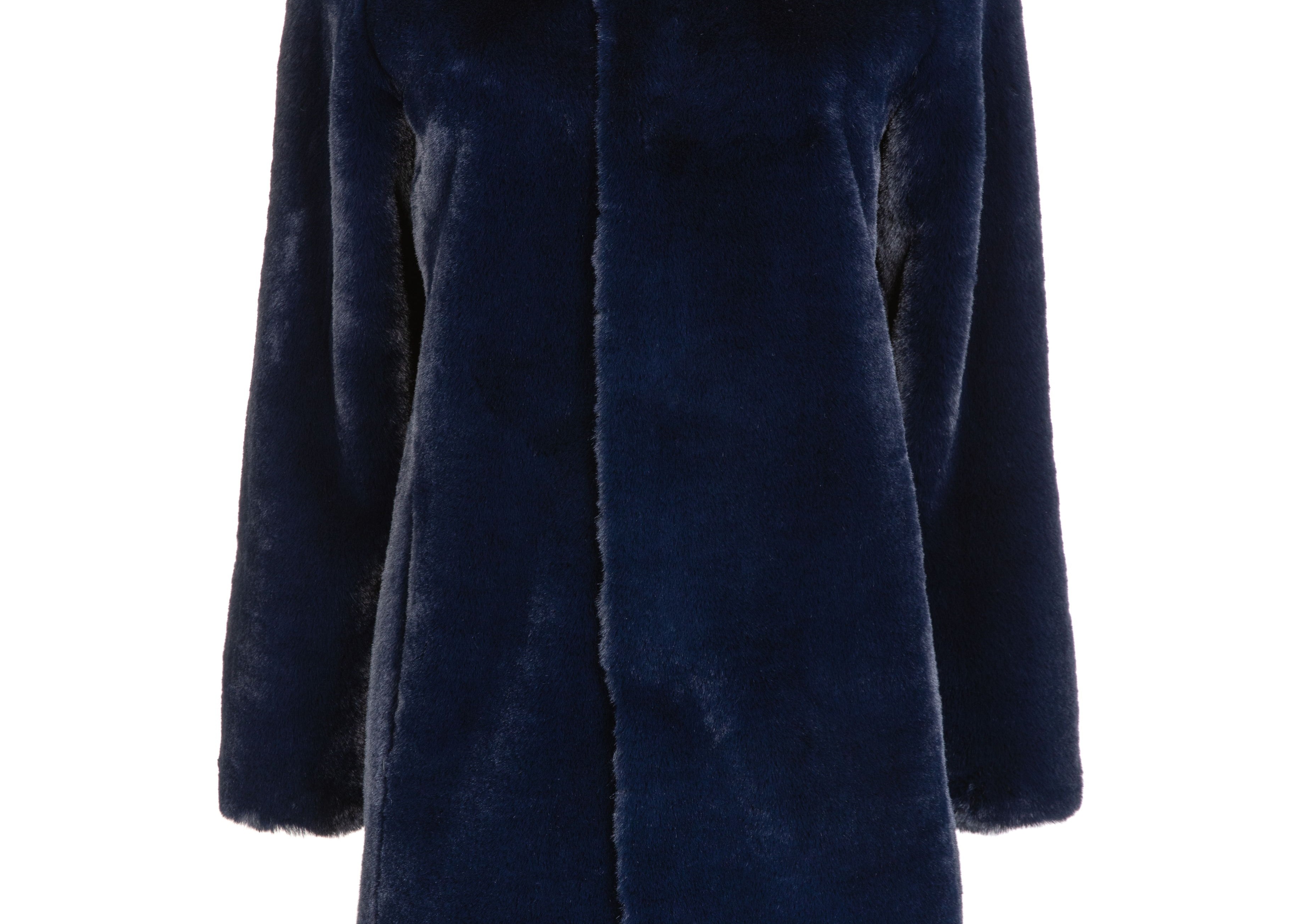 Jackie Faux Fur Shearling Coat Midnight Blue