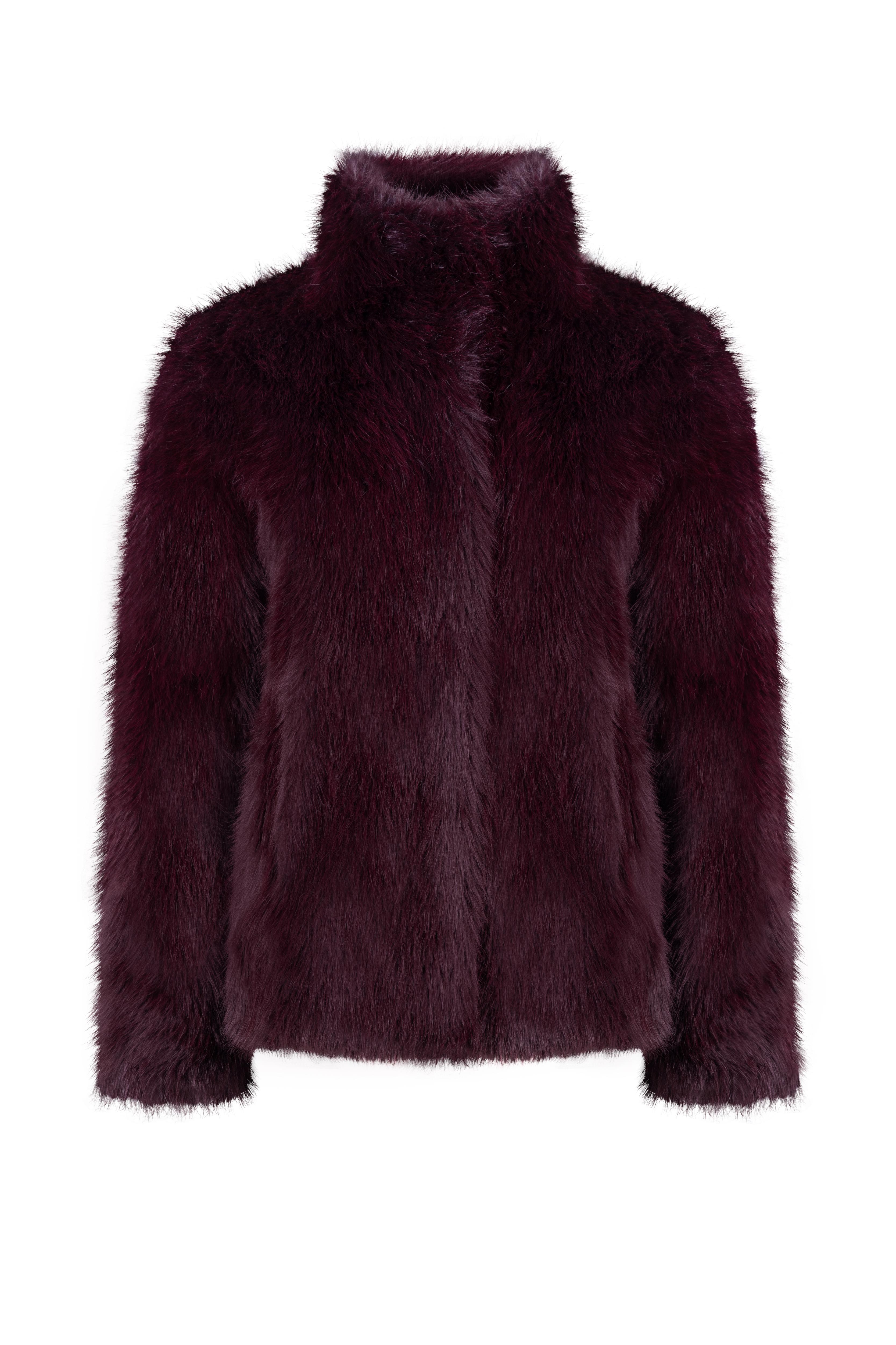 Lavender V-Neck Luxe Faux outlet Fur Coat