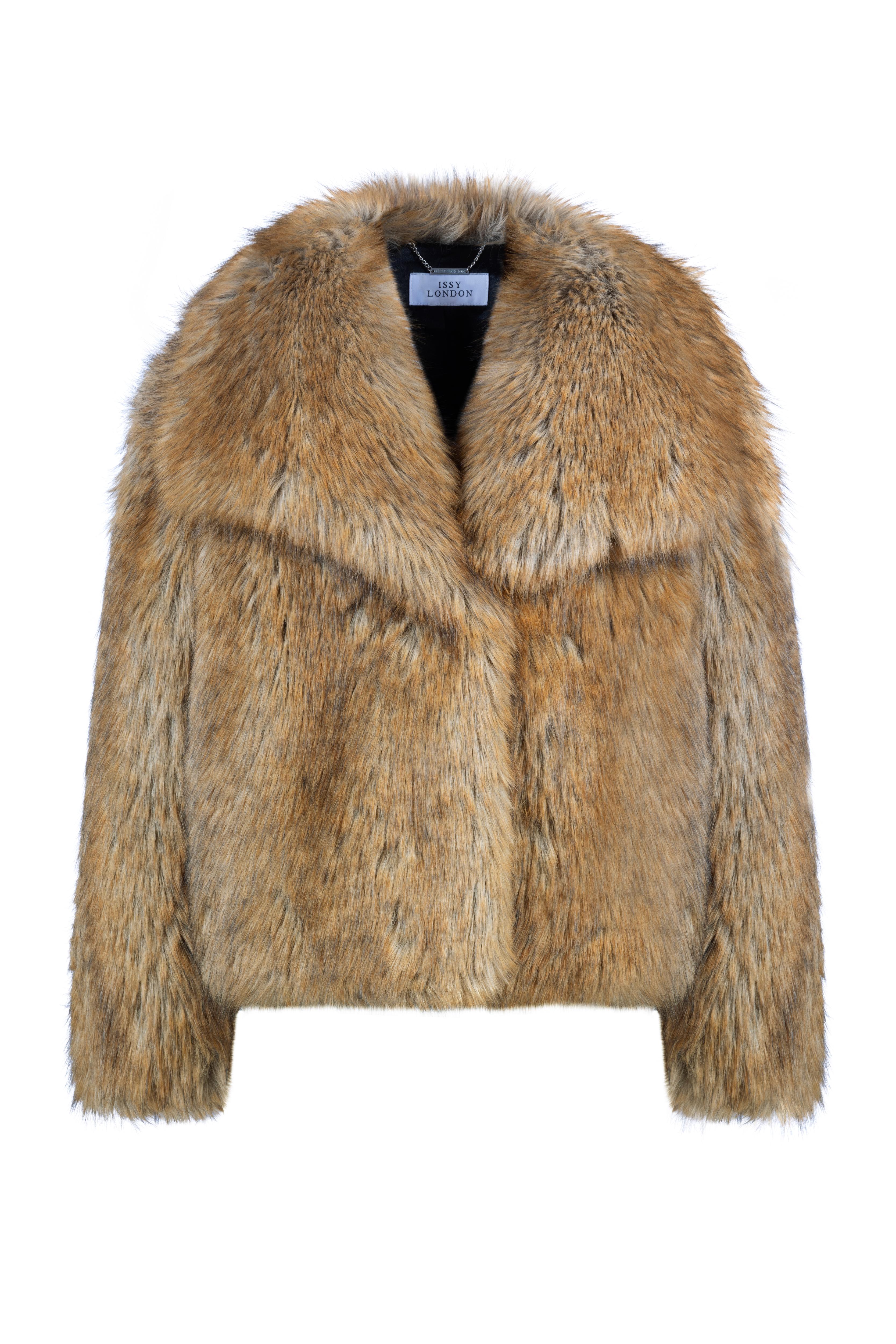 Chloe Jacket Vegan Luxe Faux Fur Sable Brown – Issy London