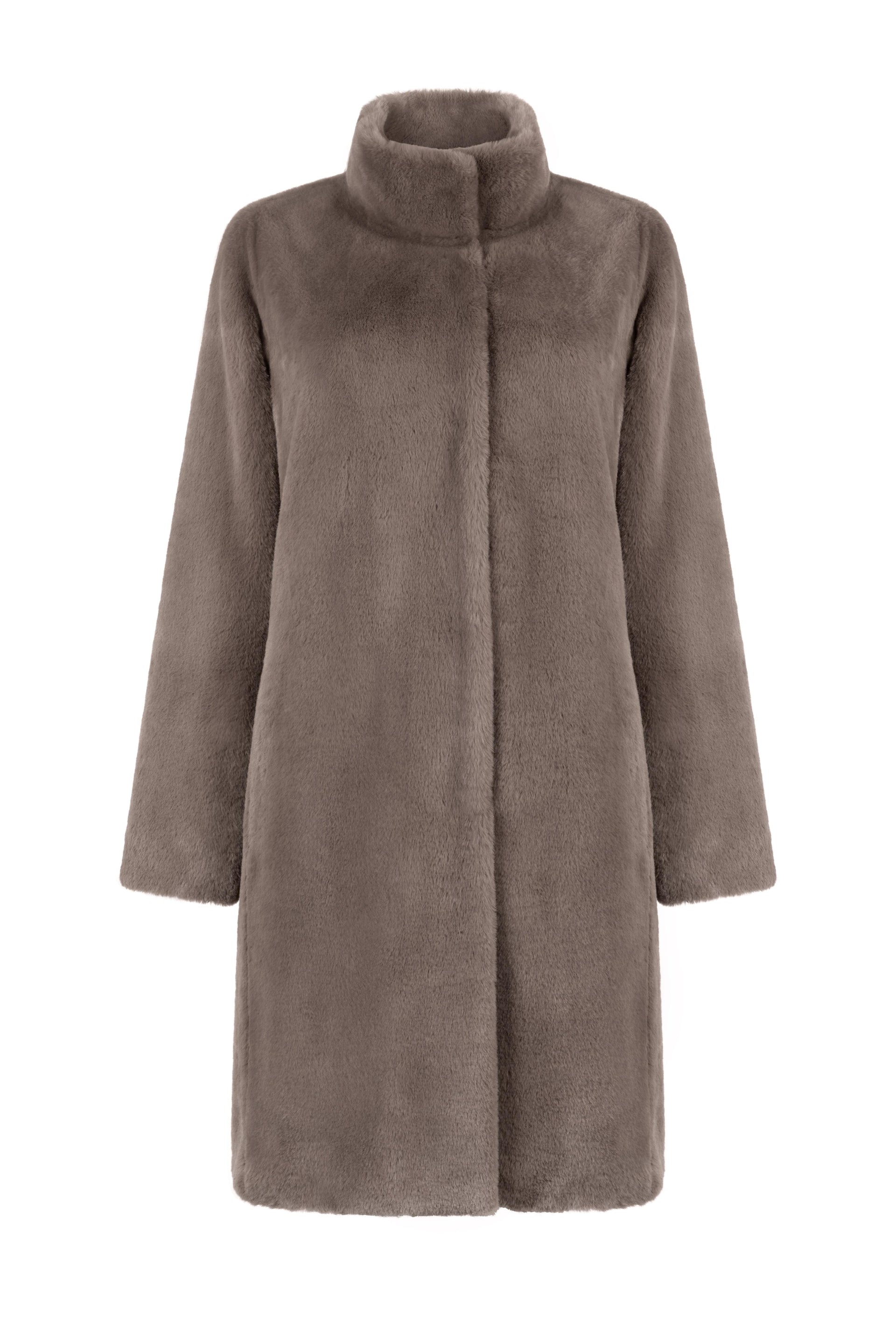Bette Coat Vegan Faux Soft Pile Fur Taupe