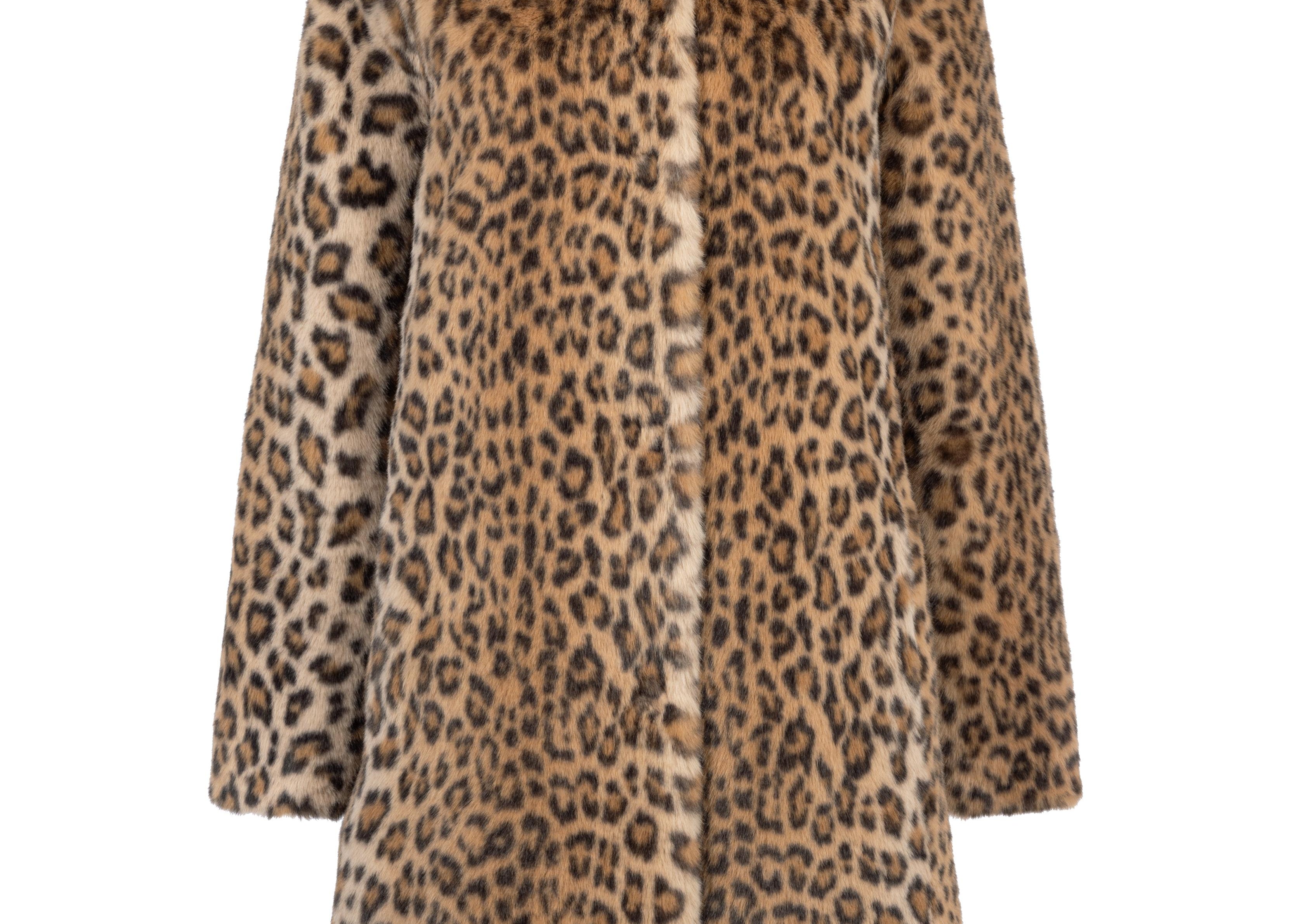 Millie Coat  Luxe Faux Leopard Fur Neutral