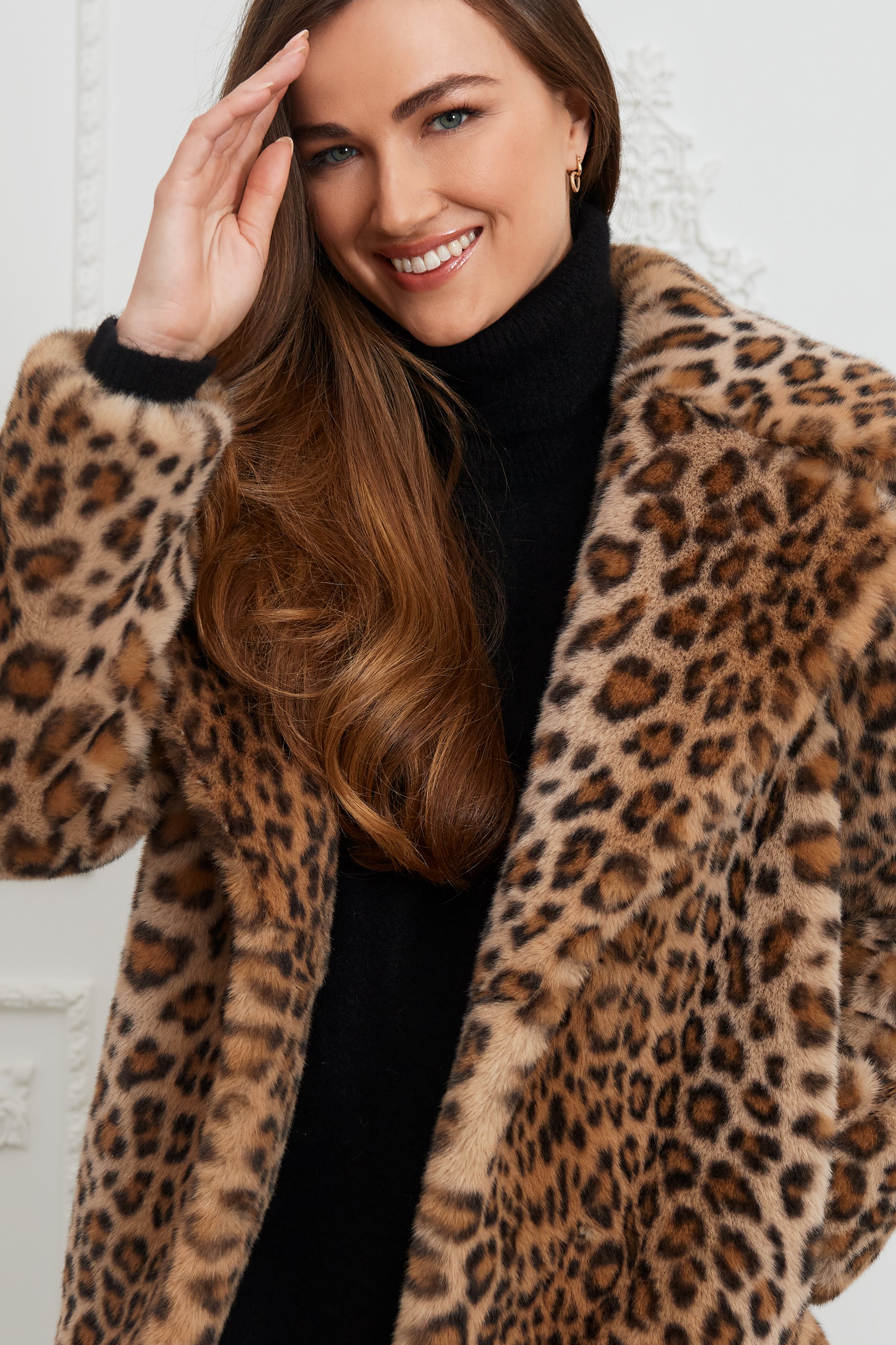 Lena Leopard Faux Fur Jacket Issy London