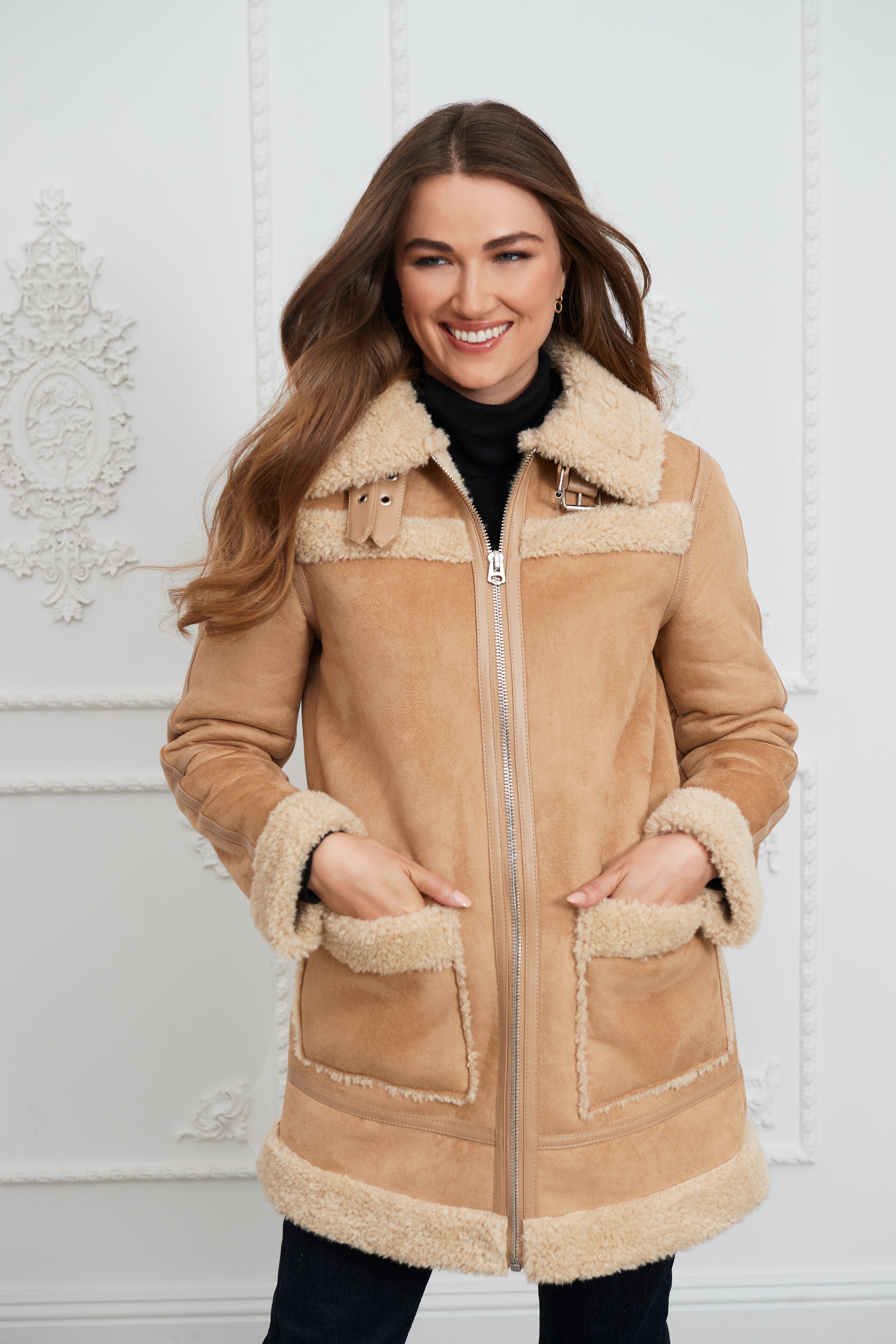 Caramel faux clearance fur jacket