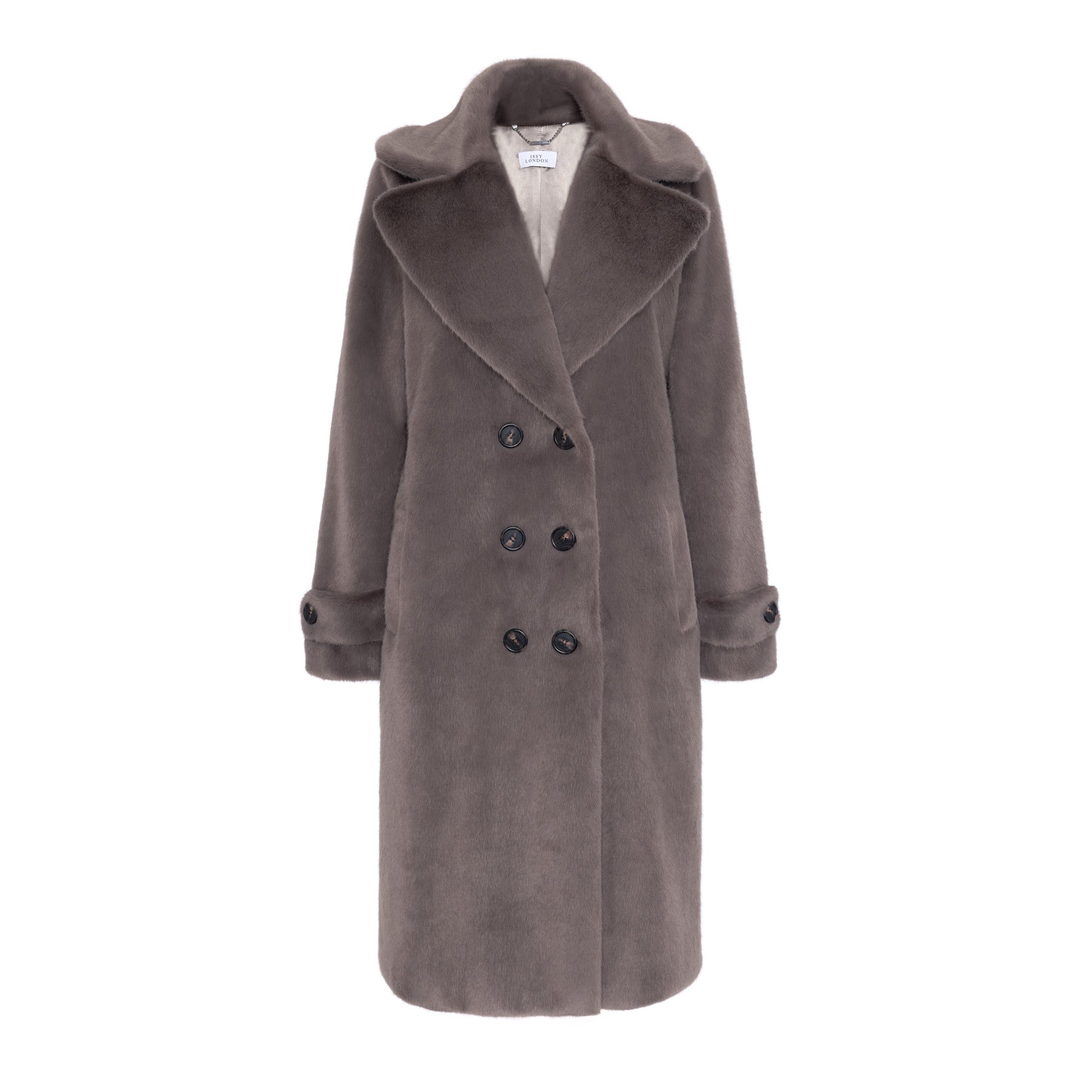 Kelly Double Breasted Longline Faux Fur Coat