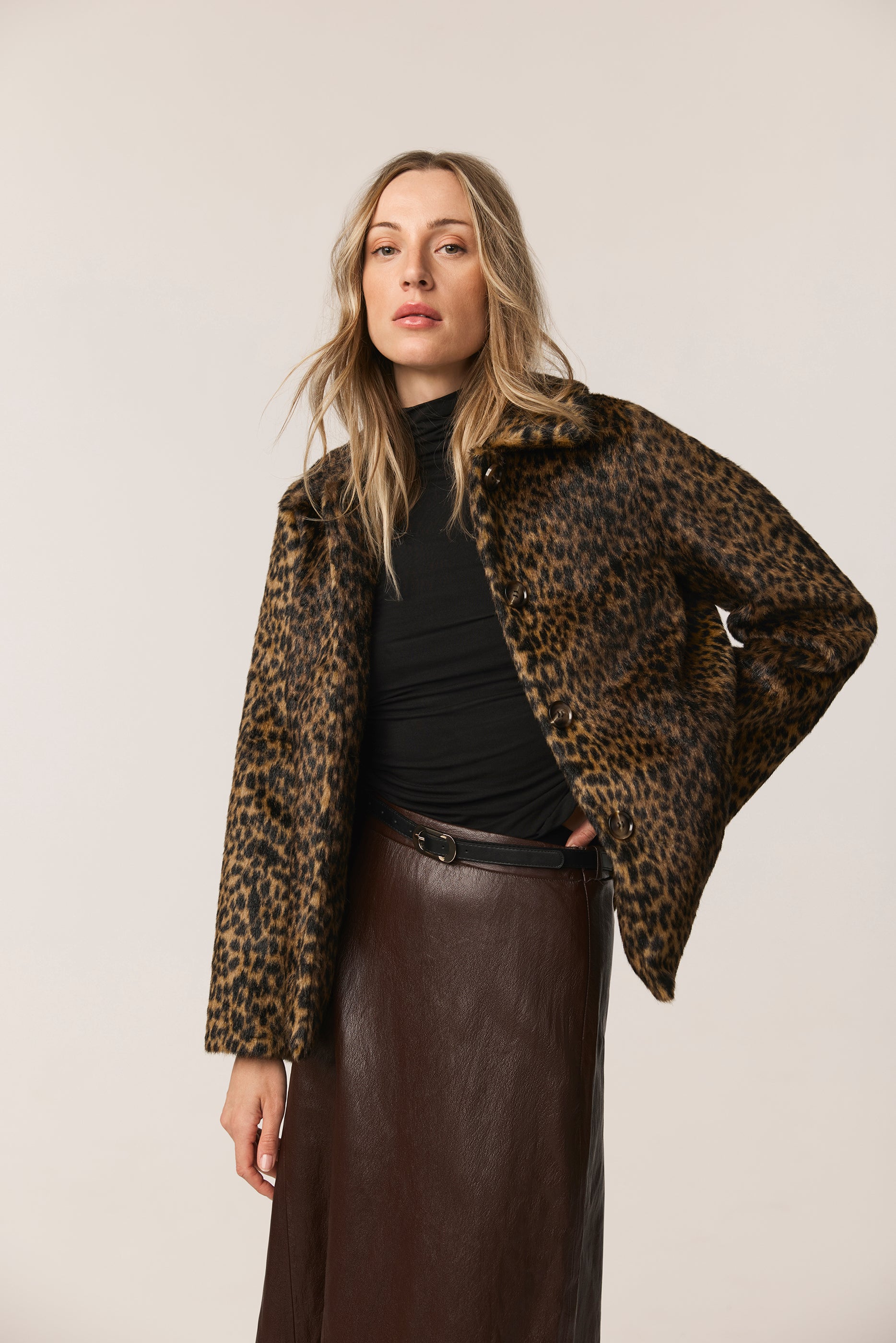 Isla Vegan Faux Fur Jacket Cheetah Brown – Issy London