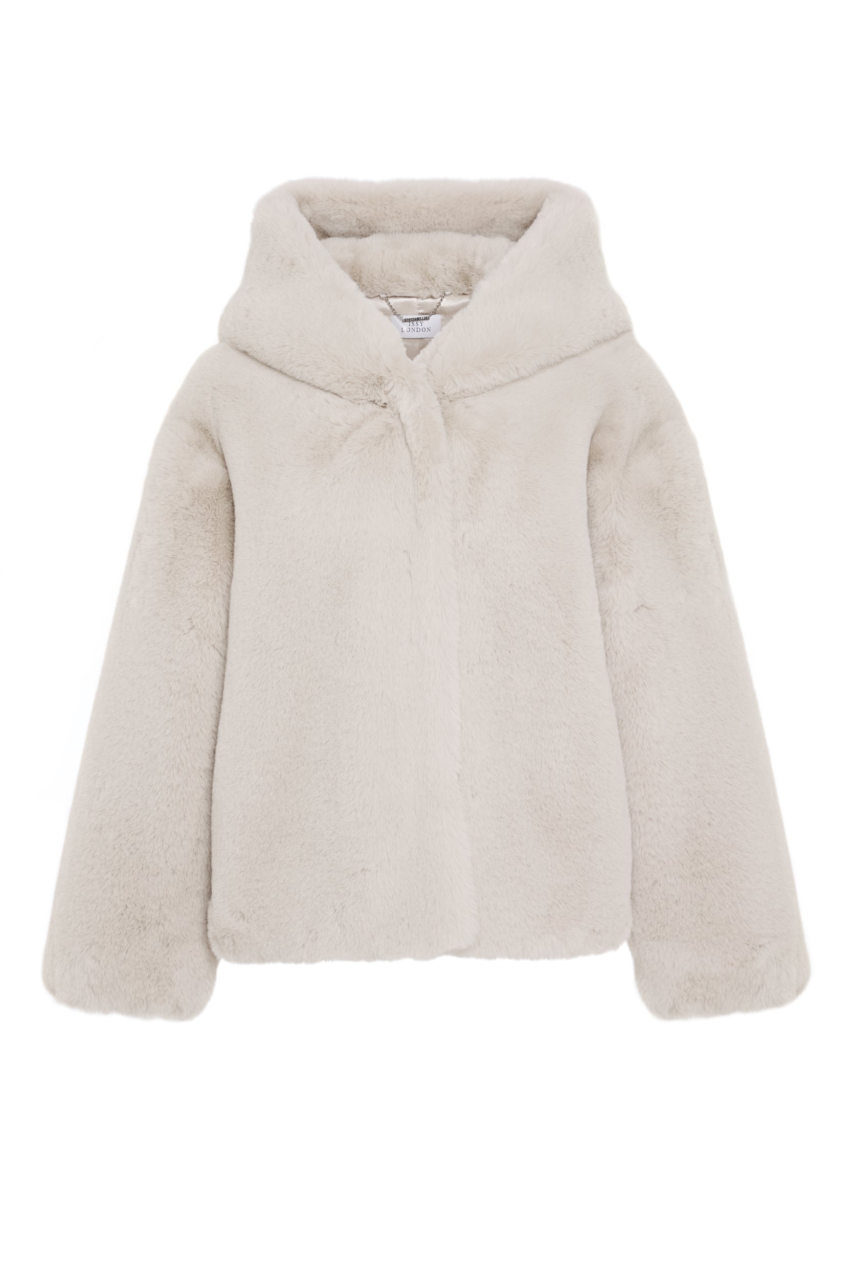 Jade Hooded Luxe Recycled Vegan Faux Fur Jacket Neutral – Issy London