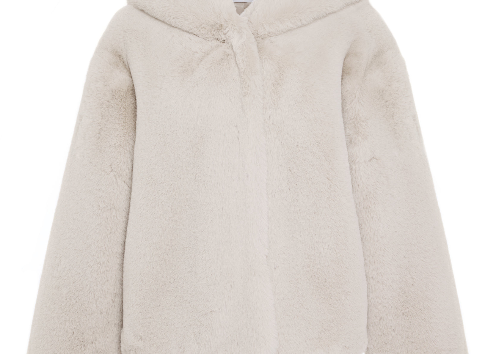 Jade Hooded Luxe Recycled Vegan Faux Fur Jacket  Neutral