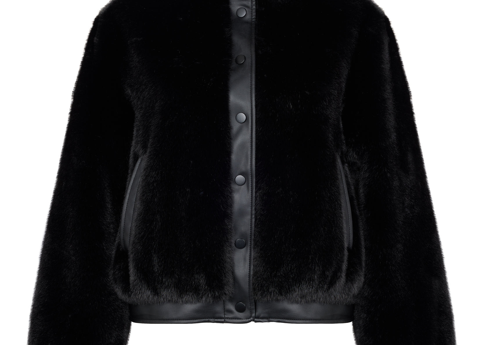 Jolie Bomber Jacket Vegan Luxe Pile Faux Fur Black