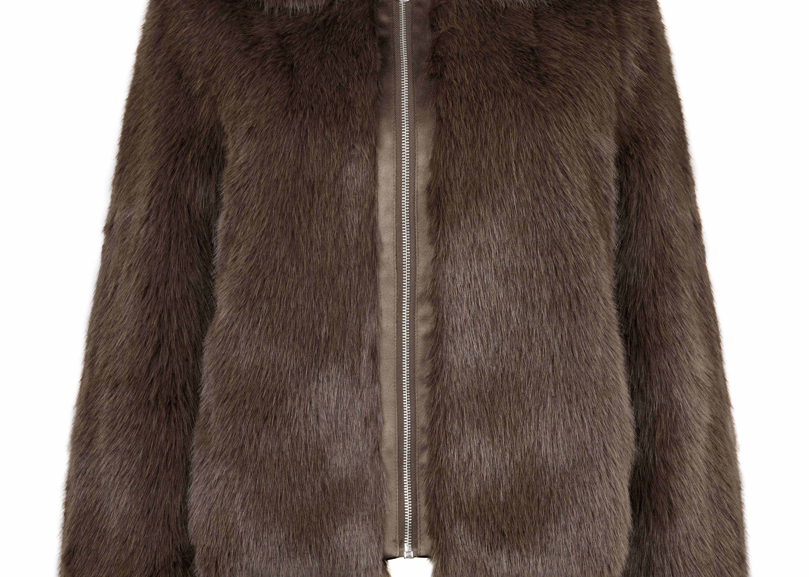 Karla Luxe Vegan Faux Fur Bomber Jacket Brown