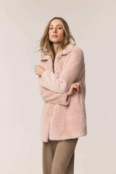 Lola Coat Luxe Vegan Faux Fur Pink – Issy London