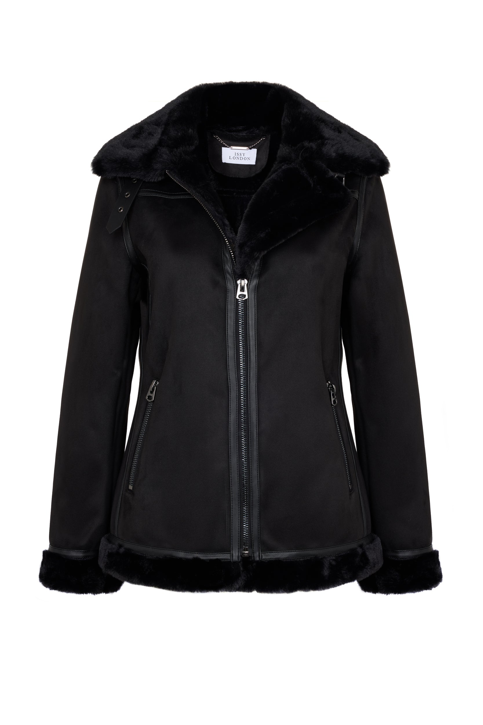 Leah Faux Suede & Fur Vegan Biker Jacket