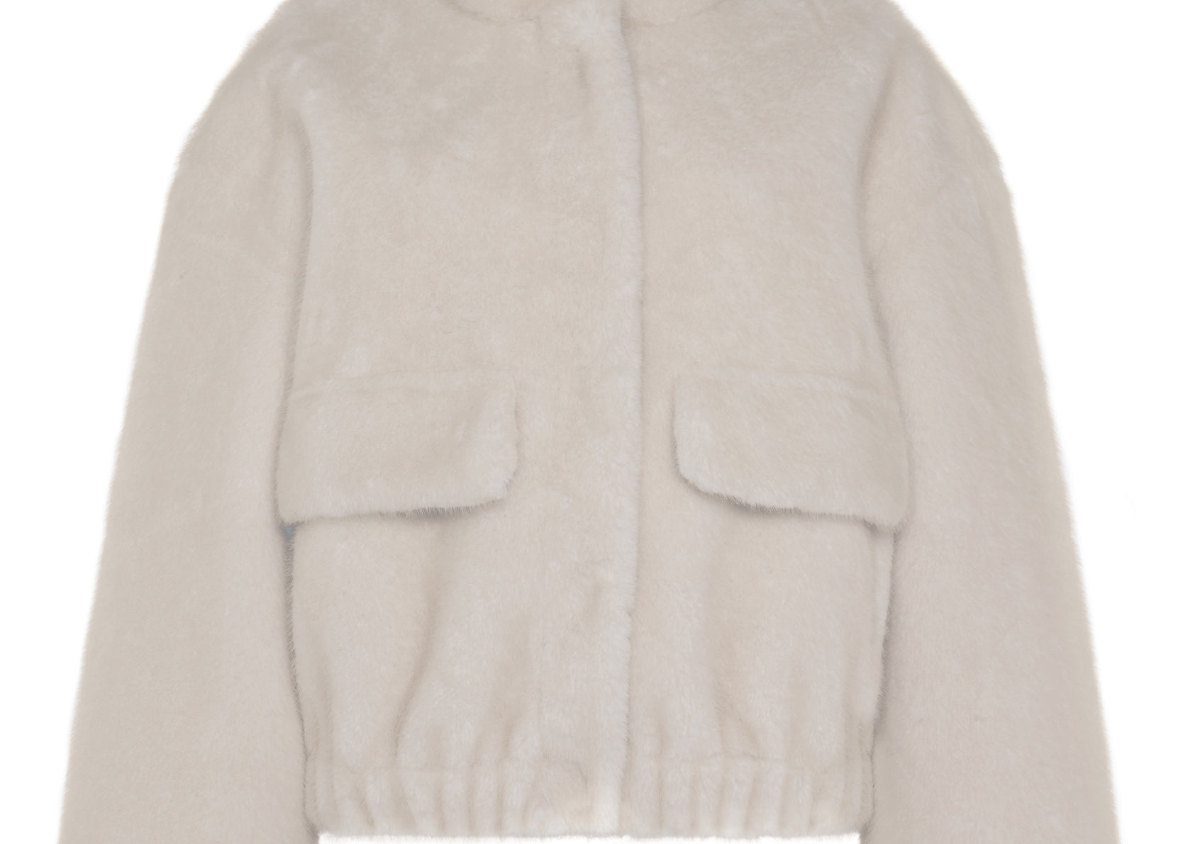 Meg Bomber Jacket Vegan Tipped Faux Fur Ecru