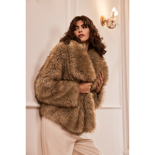 Chloé クロエ フランス製 ターキーフェザー ジャケット シルク100% Chloe Faux Fur Lapel Jacket Golden Fox – Issy London