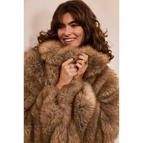 Chloe Jacket Vegan Luxe Faux Fur Sable Brown – Issy London