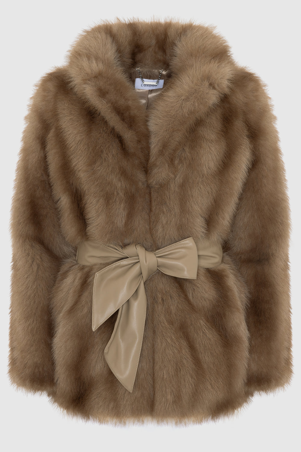 Sabine Luxe Recycled Vegan Belted Faux Fur Jacket
