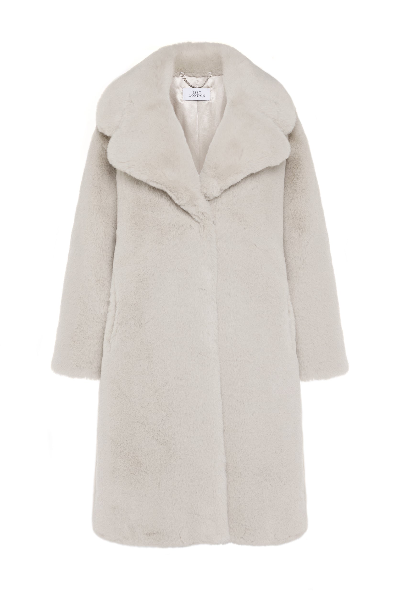 Greta Luxe Longline Faux Fur Coat Chalk