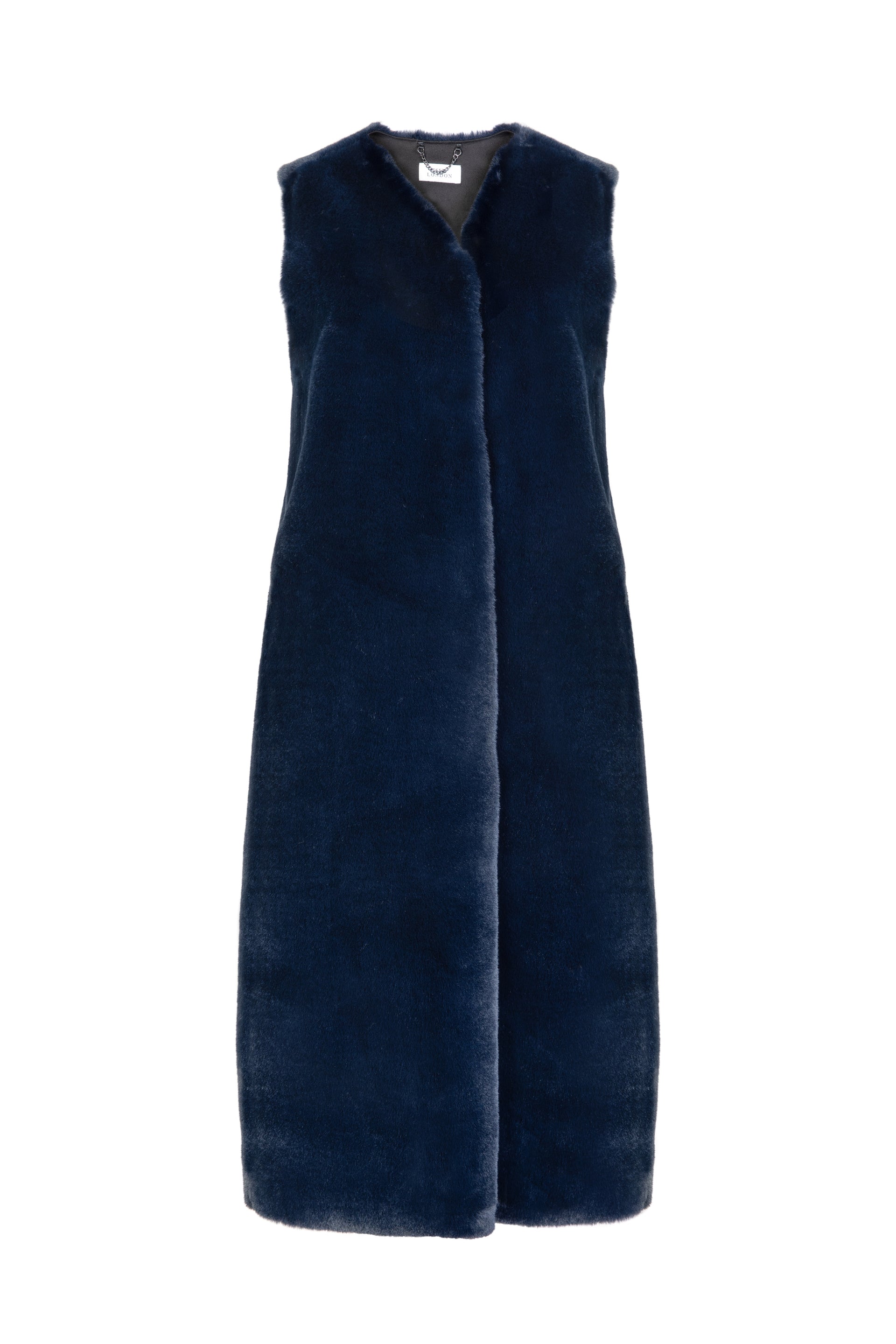 Bethany Reversible Sleeveless Gilet Vegan Faux Shearling Fur Midnight