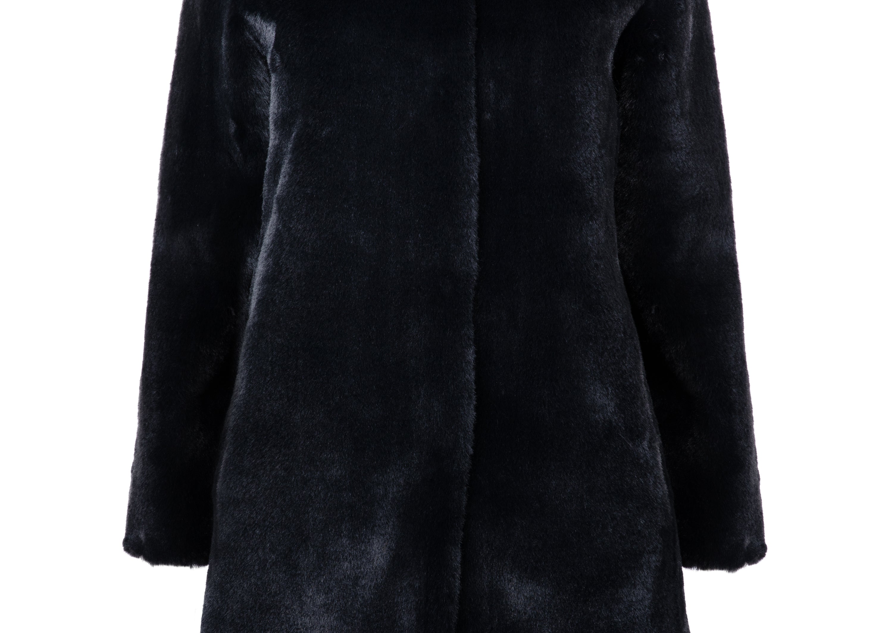 Jackie Faux Fur Shearling Coat Black