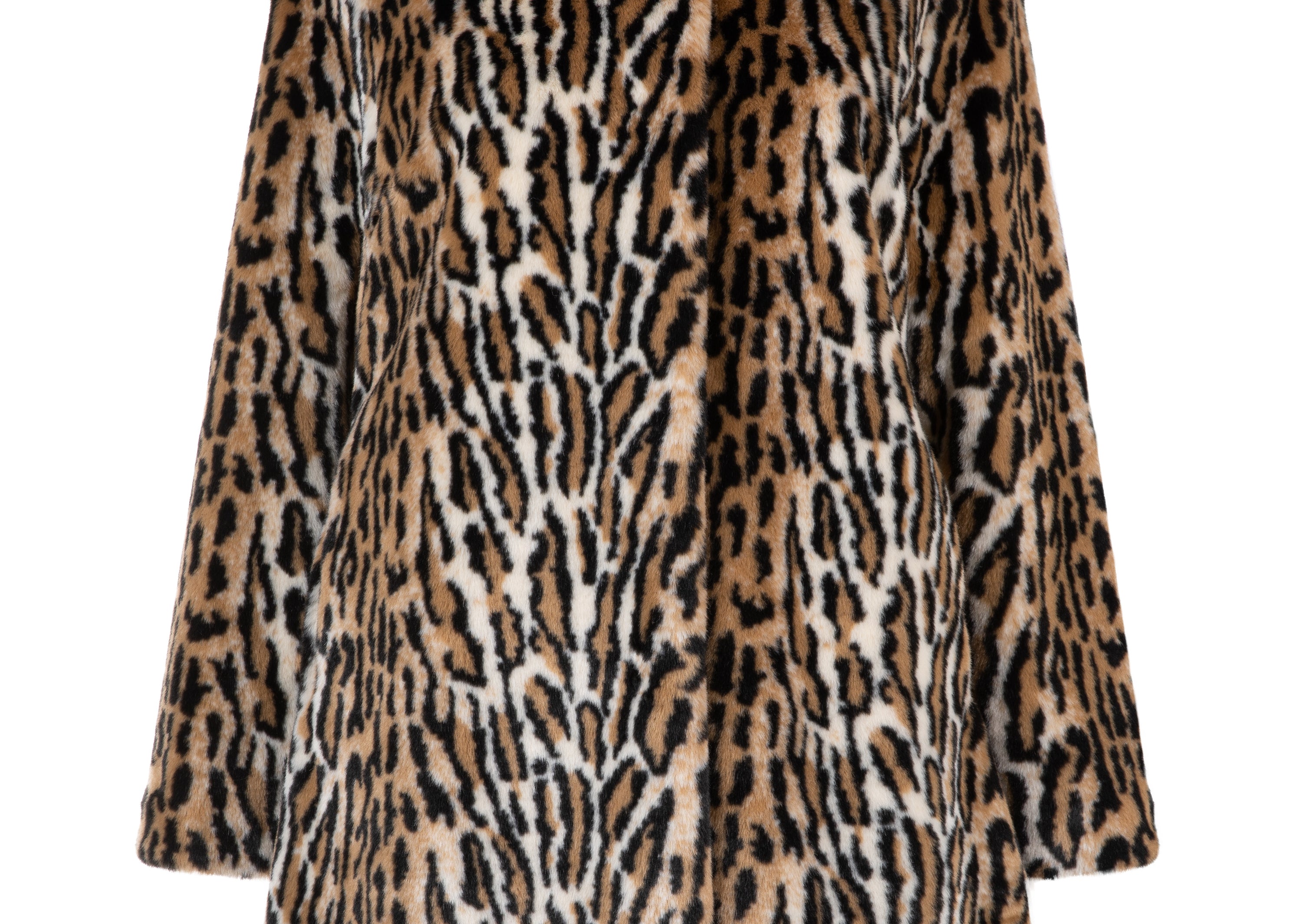 Adele Leopard Faux Fur Coat Brown