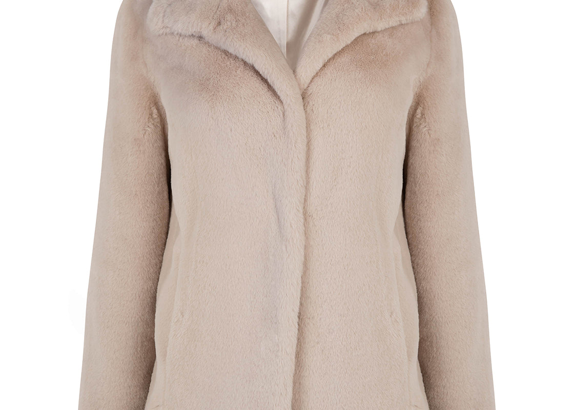 Ava Lighterweight Faux Fur Jacket Pale Blush