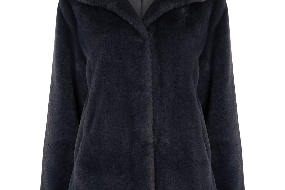 Ava Lighterweight Faux Fur Jacket Slate Grey – Issy London