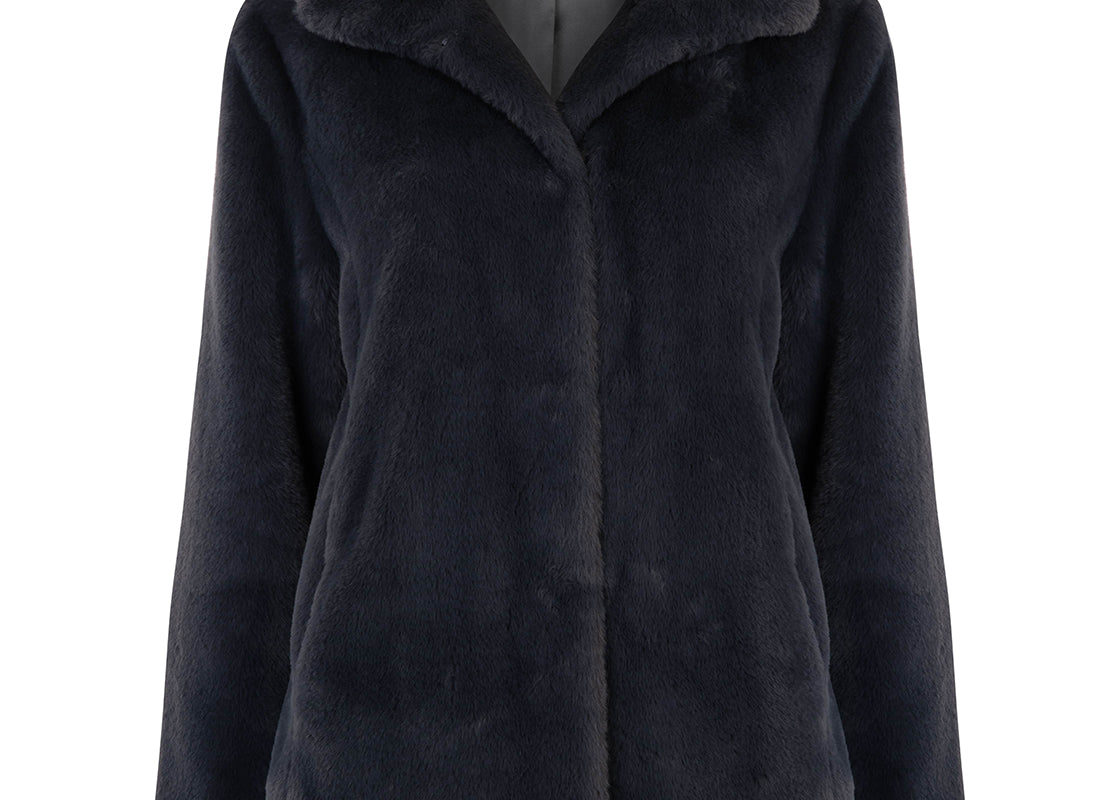 Ava Lighterweight Faux Fur Jacket Slate Grey