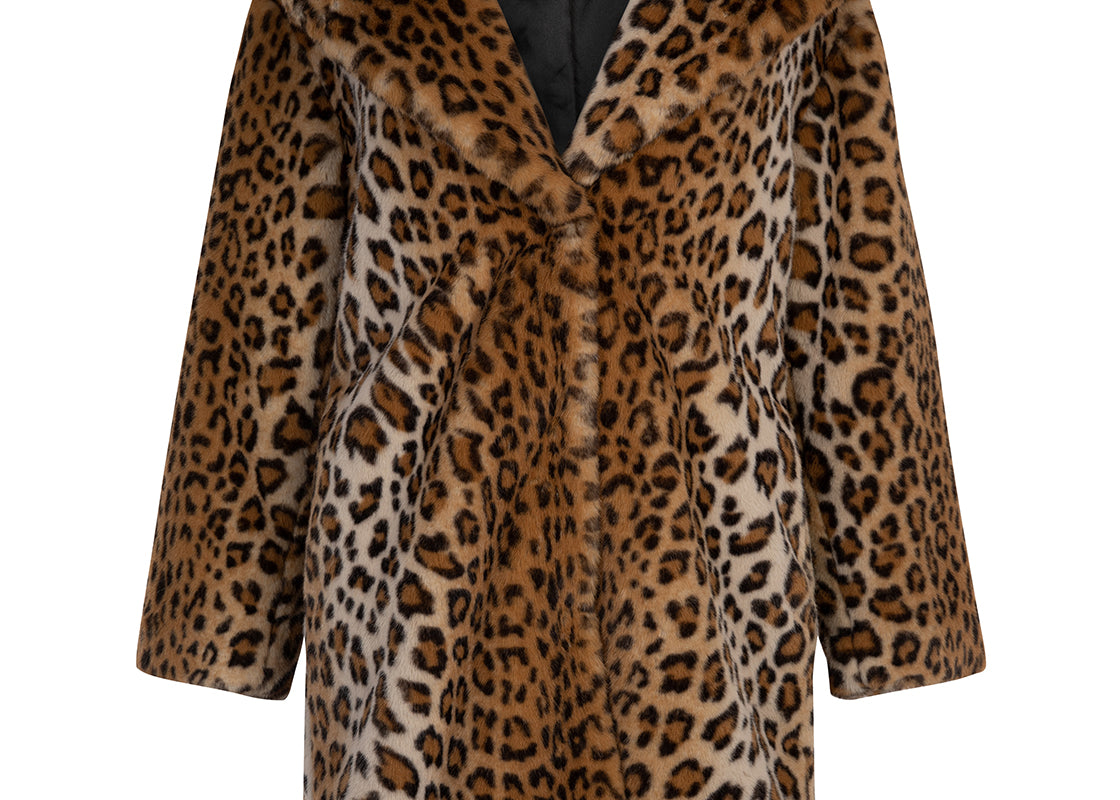 Loretta Longline Luxe Faux Fur Coat Leopard